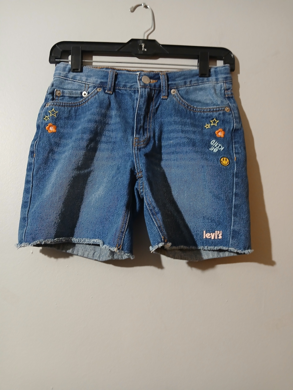 Levi's Blue Denim Girl's Embroidered Cutoff Shorts Size 12